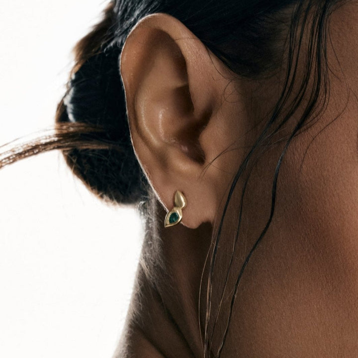 Point Drop Emerald Studs