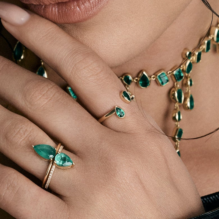 Duo Pear Emerald Ring