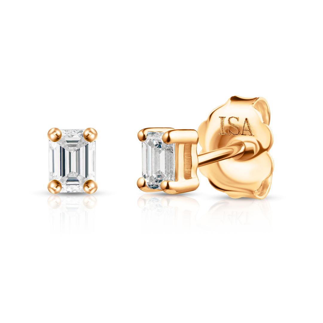 Emerald Cut Diamond Studs