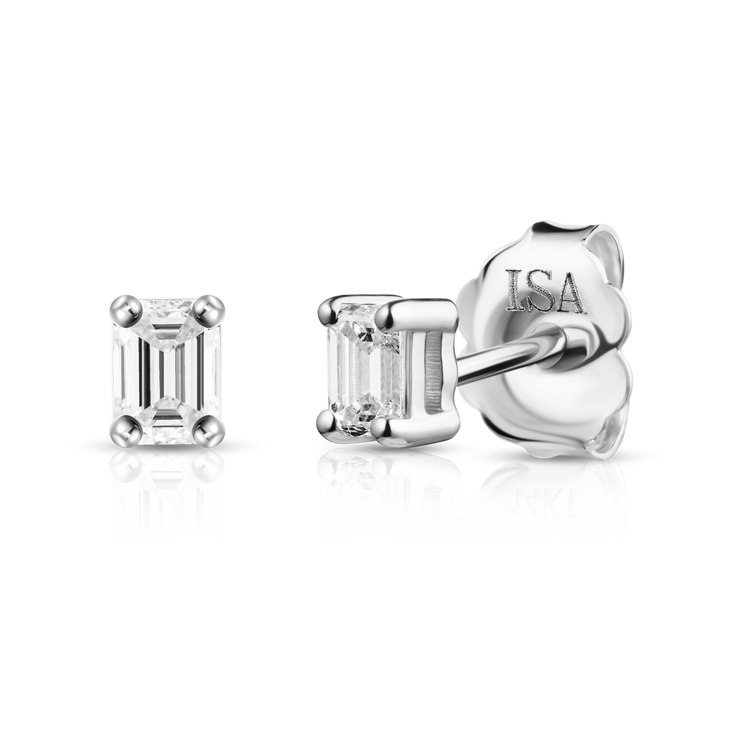 Emerald Cut Diamond Studs