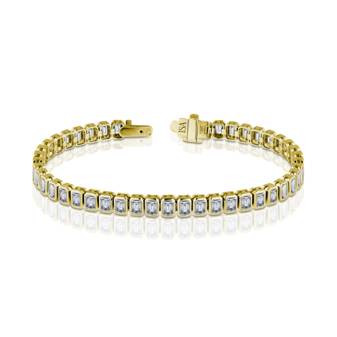 Emerald Cut Diamond Bezel Tennis Bracelet