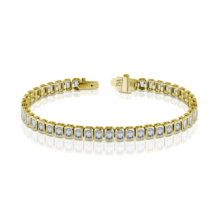 Emerald Cut Diamond Bezel Tennis Bracelet