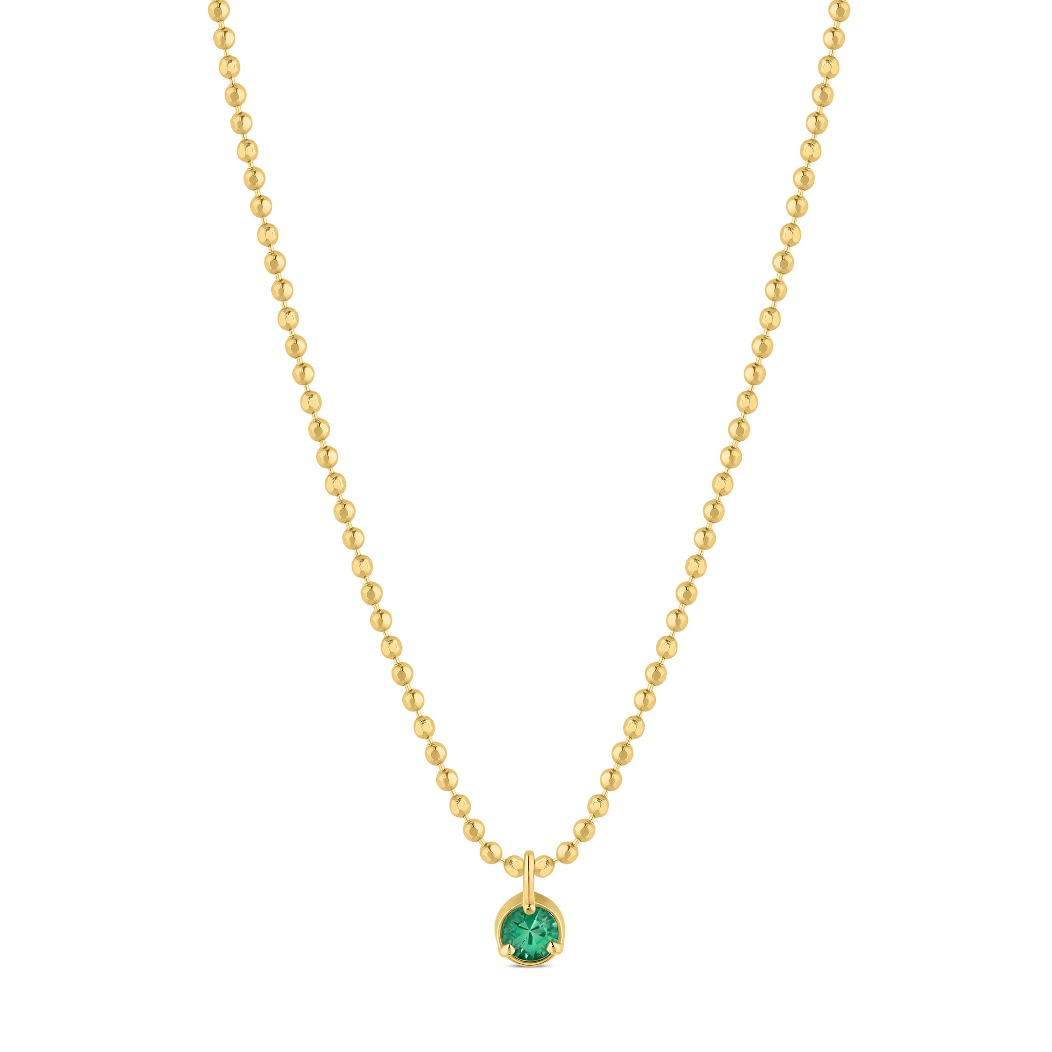 Beaded Chain Emerald Necklace