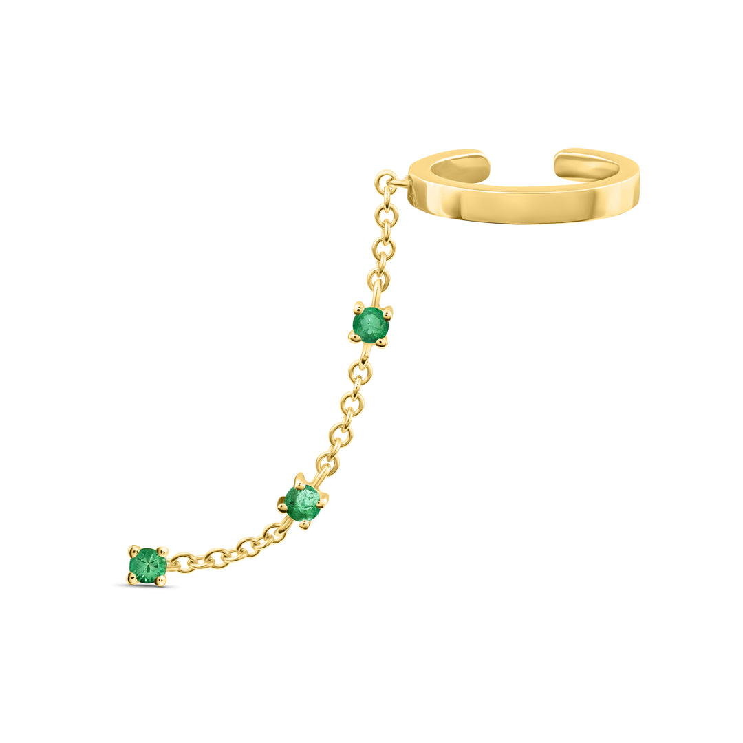 Emerald Chain Ear Cuff