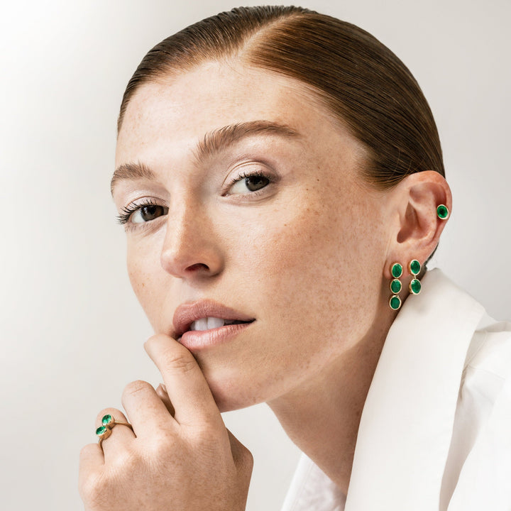 Double Drop Emerald Earrings