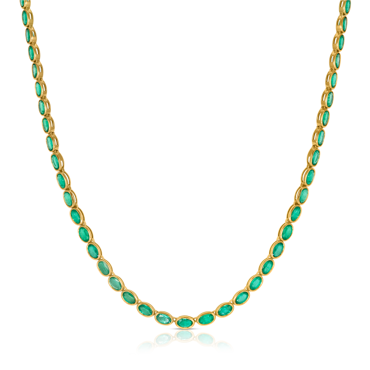 Emerald Oval Cut Tennis Necklace