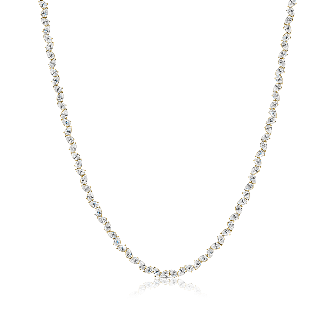 Mini Pear Diamond Multidirection Tennis Necklace