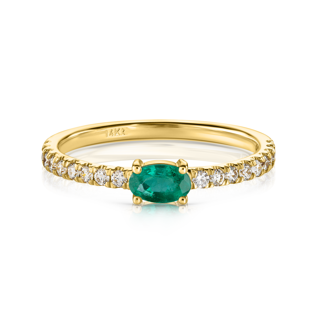 Oval Emerald Diamond Pave Ring