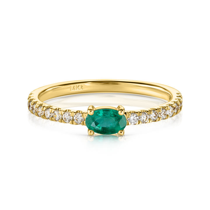 Oval Emerald Diamond Pave Ring