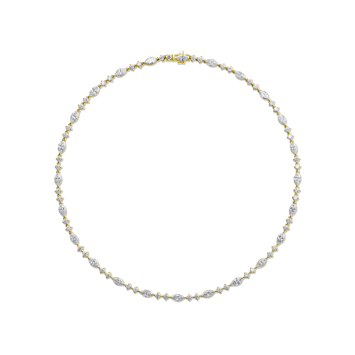 Round and Marquise Diamond Tennis Necklace