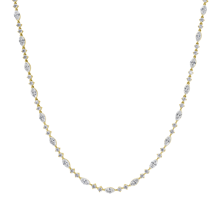 Round and Marquise Diamond Tennis Necklace