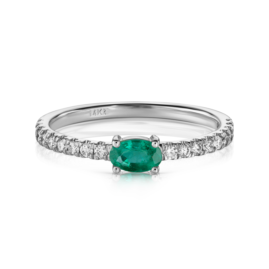 Oval Emerald Diamond Pave Ring