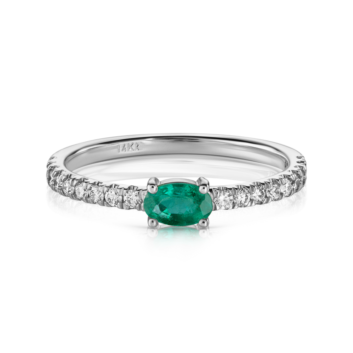 Oval Emerald Diamond Pave Ring