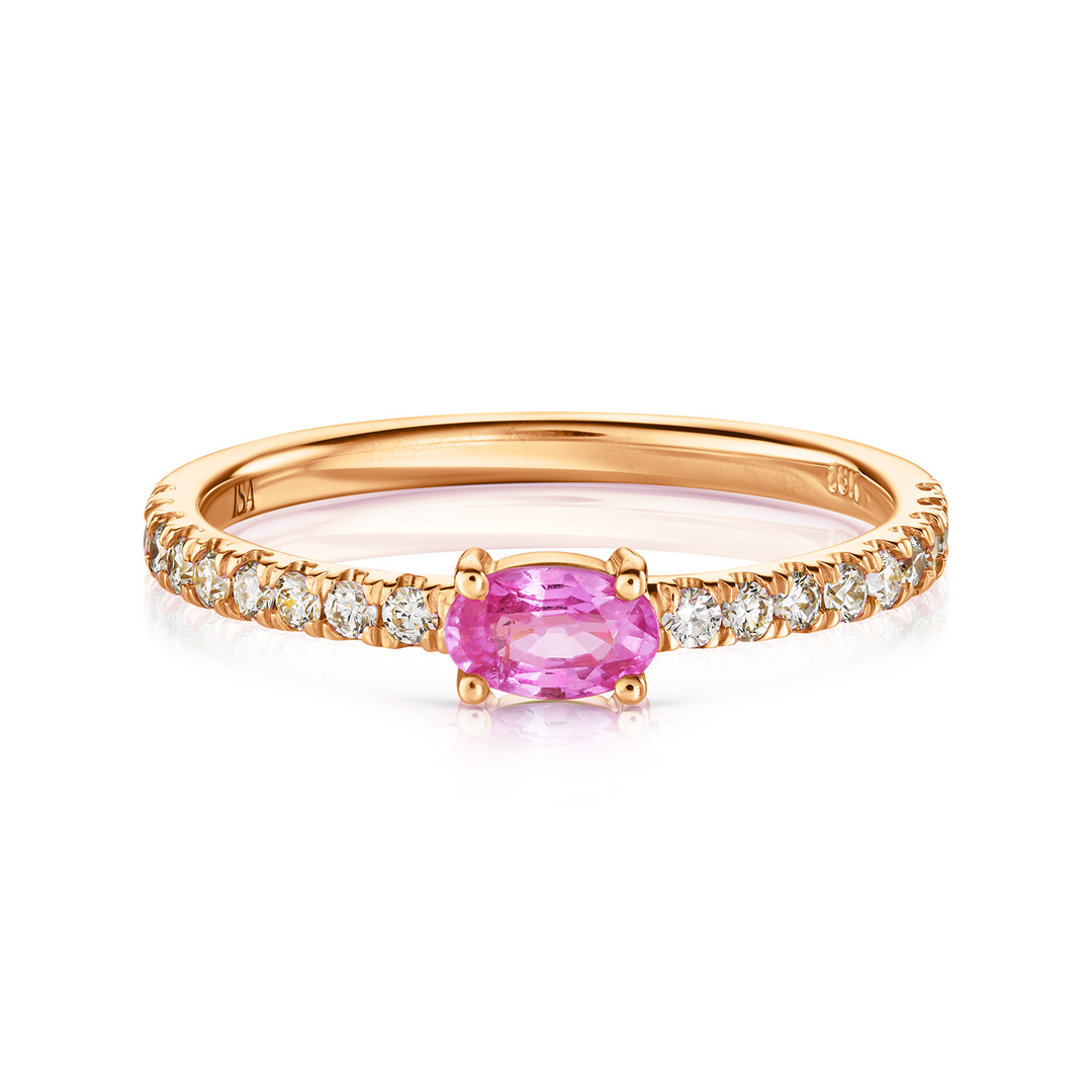 Oval Pink Sapphire Diamond Ring