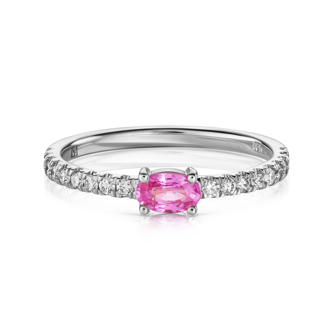 Oval Pink Sapphire Diamond Ring