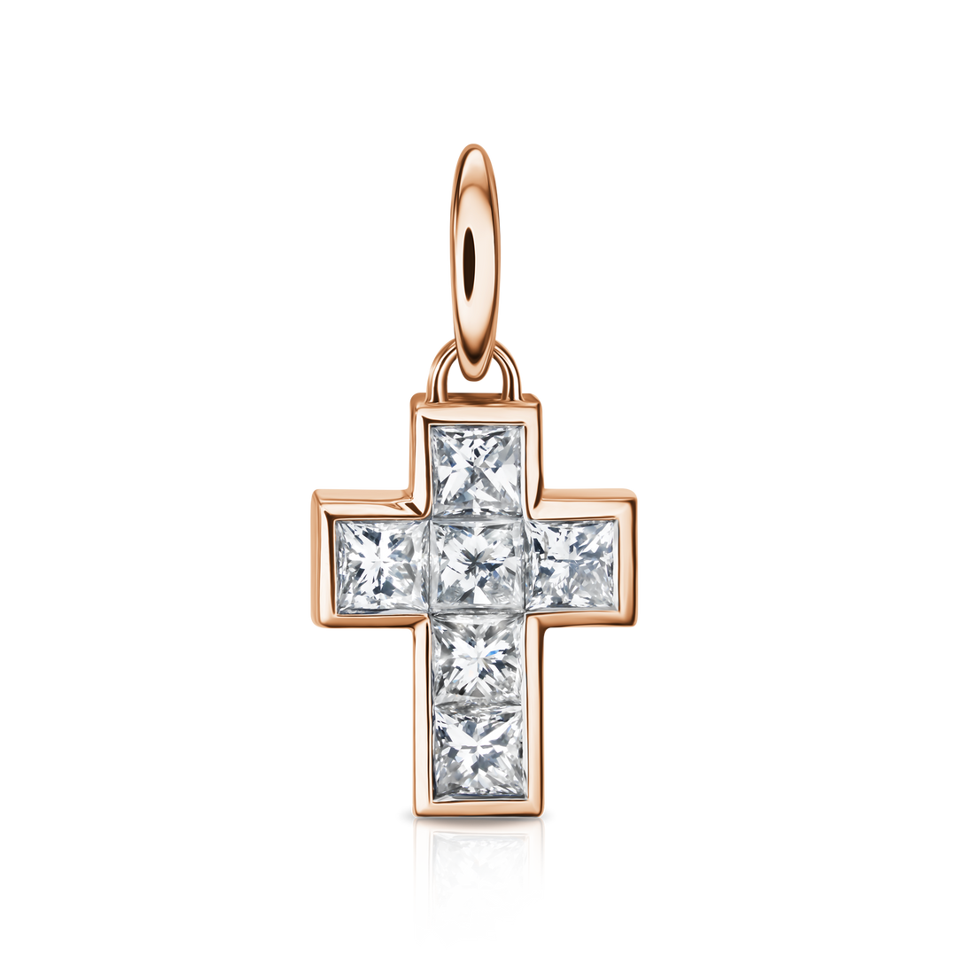 Princess Diamond Cross Pendant