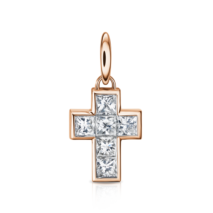 Princess Diamond Cross Pendant