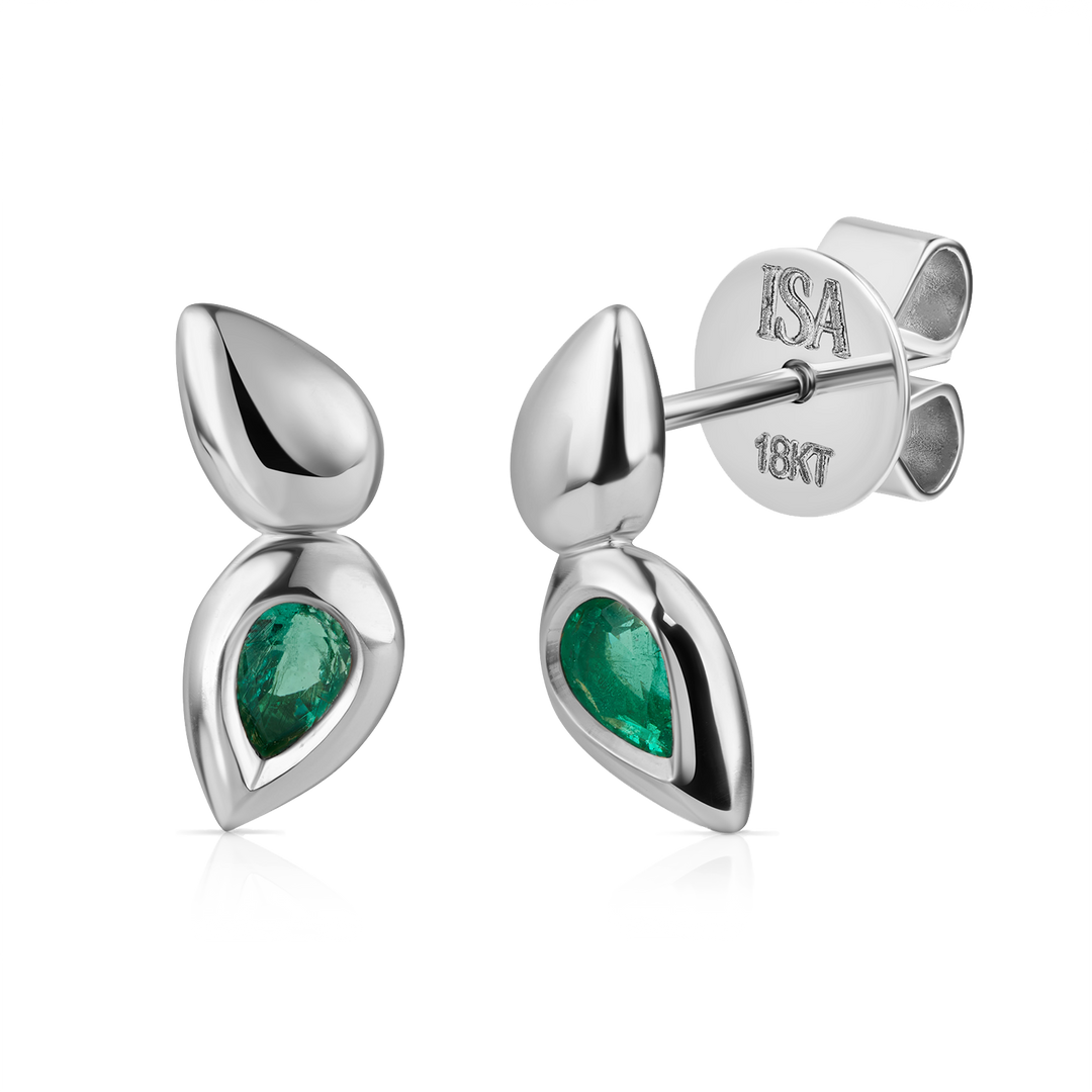 Point Drop Emerald Studs