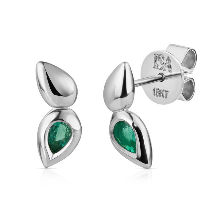 Point Drop Emerald Studs