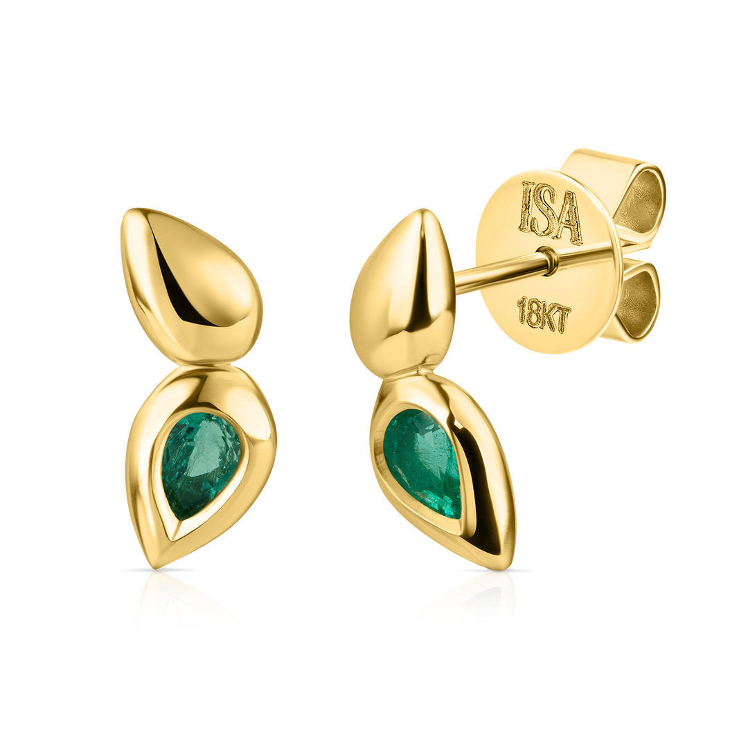 Point Drop Emerald Studs