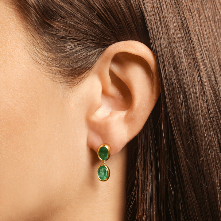 Double Drop Emerald Earrings