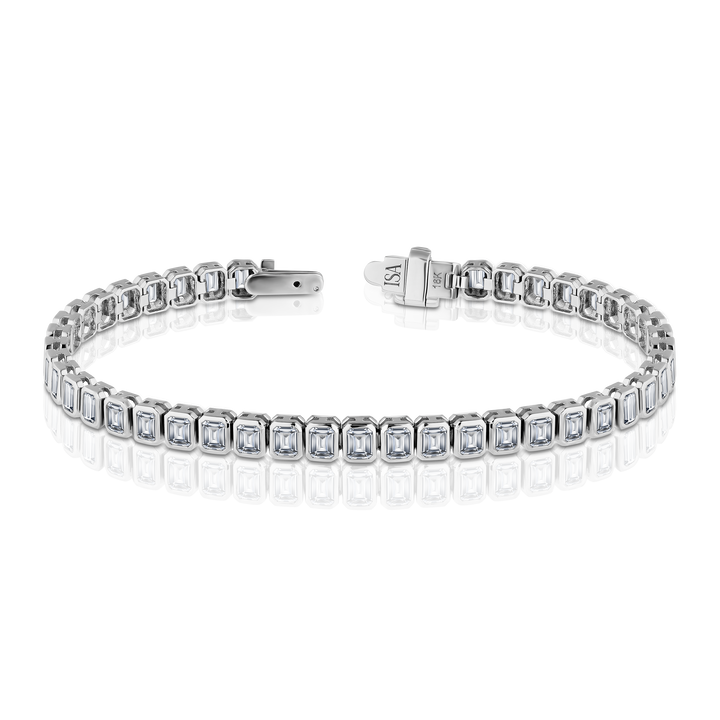 Emerald Cut Diamond Bezel Tennis Bracelet