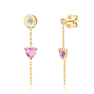 Pink Sapphire Heart Earrings