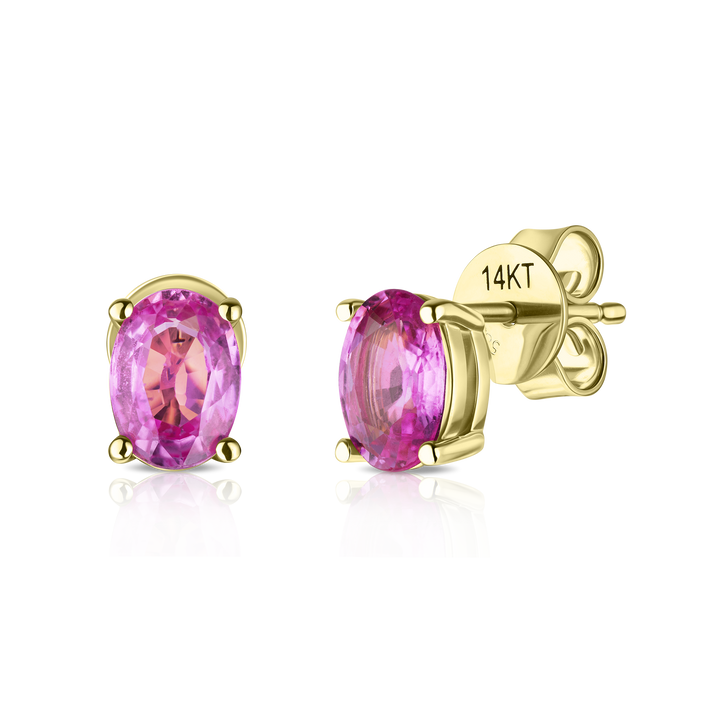 Oval Pink Sapphire Studs