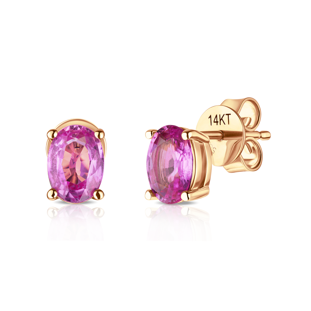 Oval Pink Sapphire Studs