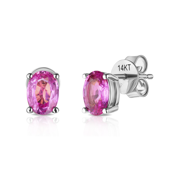 Oval Pink Sapphire Studs
