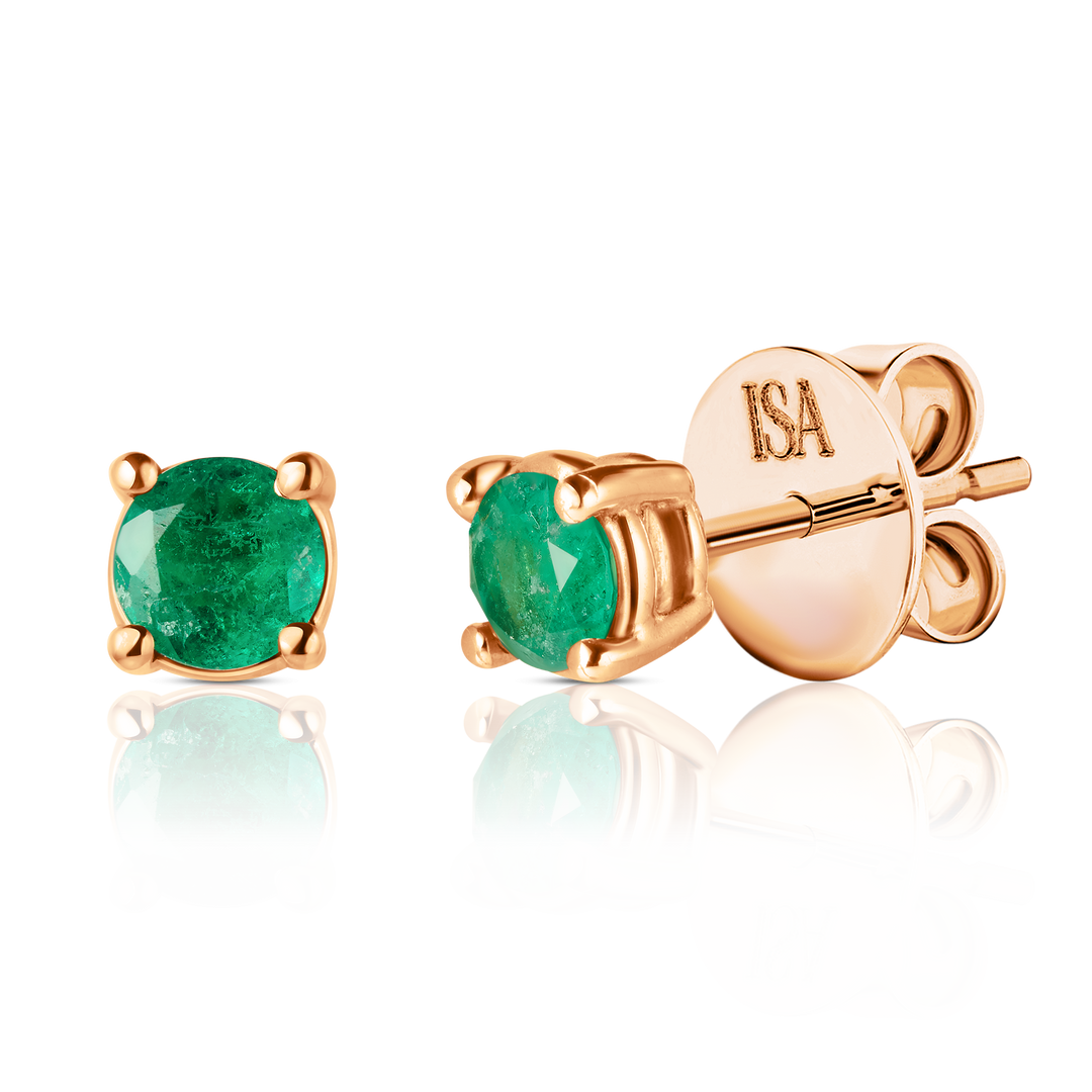 Round Emerald Studs