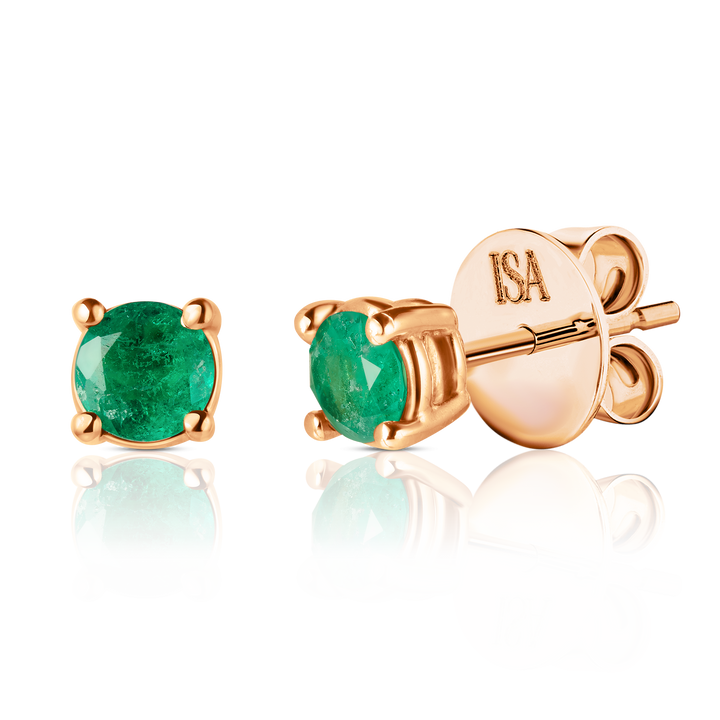 Round Emerald Studs