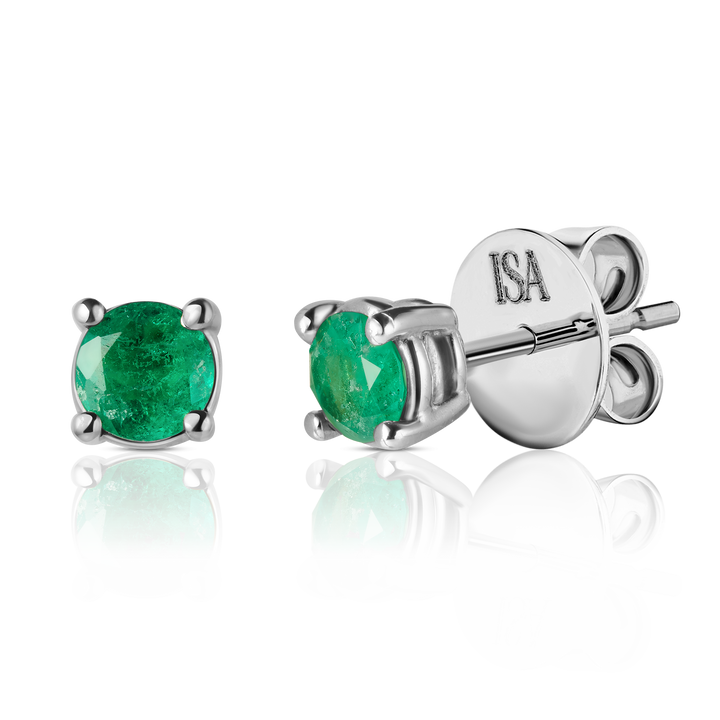 Round Emerald Studs