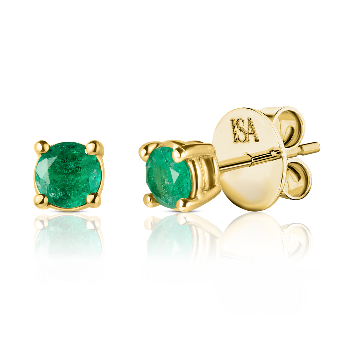Round Emerald Studs