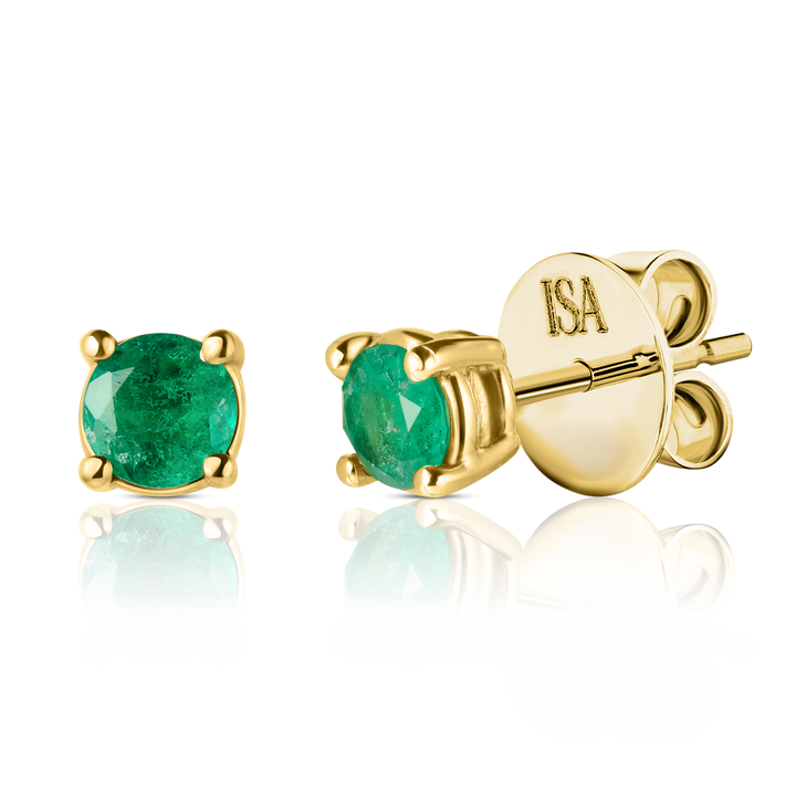 Round Emerald Studs