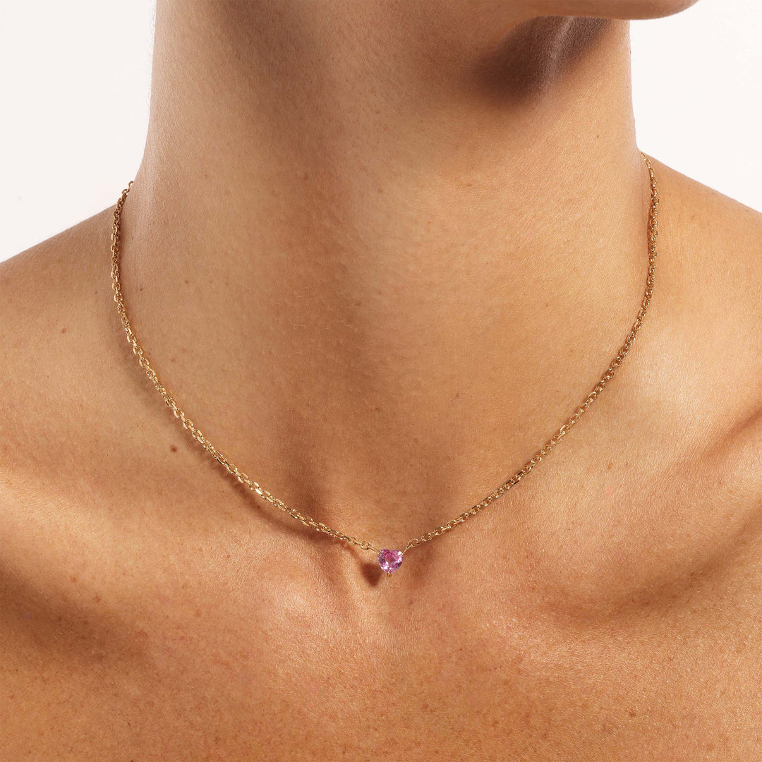 Pink Sapphire Heart Necklace