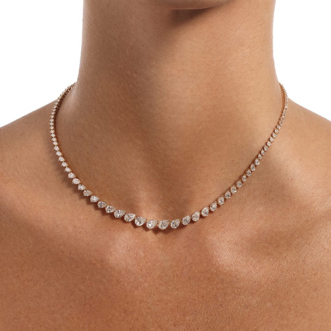 Pear Diamond Graduating Tennis Necklace