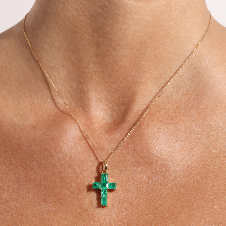 Cross Colombian Emerald Pendant