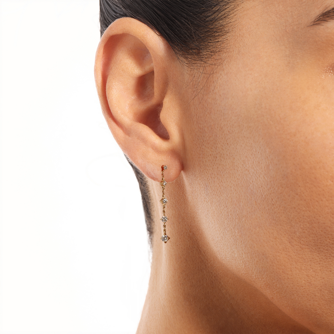 Diamond Upside Down Drop Studs