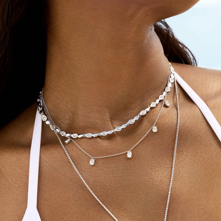 Floating Oval Diamond Necklace