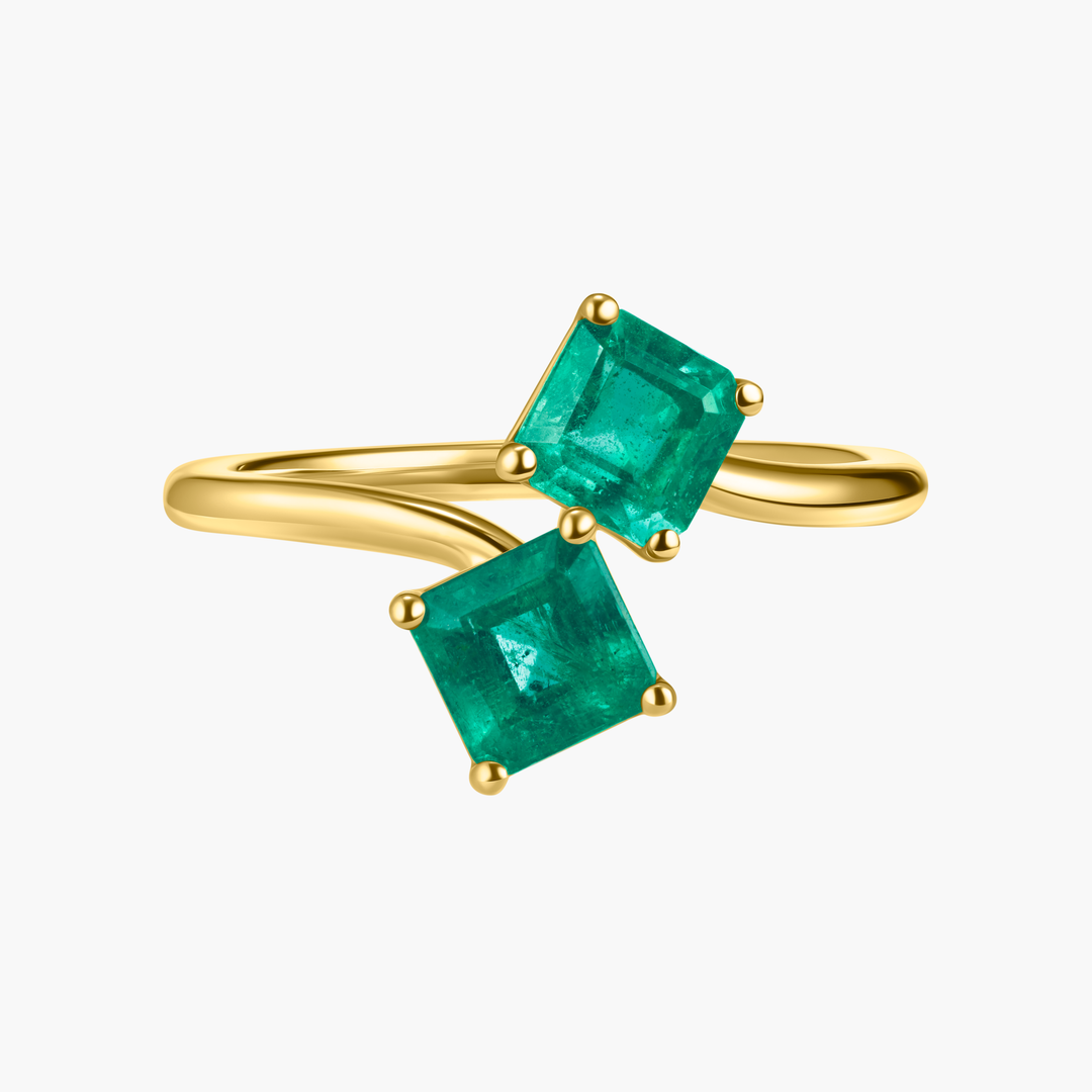 Asscher Cut Emerald Duo Ring