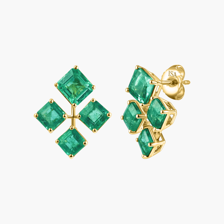 Asscher Cut Emerald Mini Chandelier Earrings
