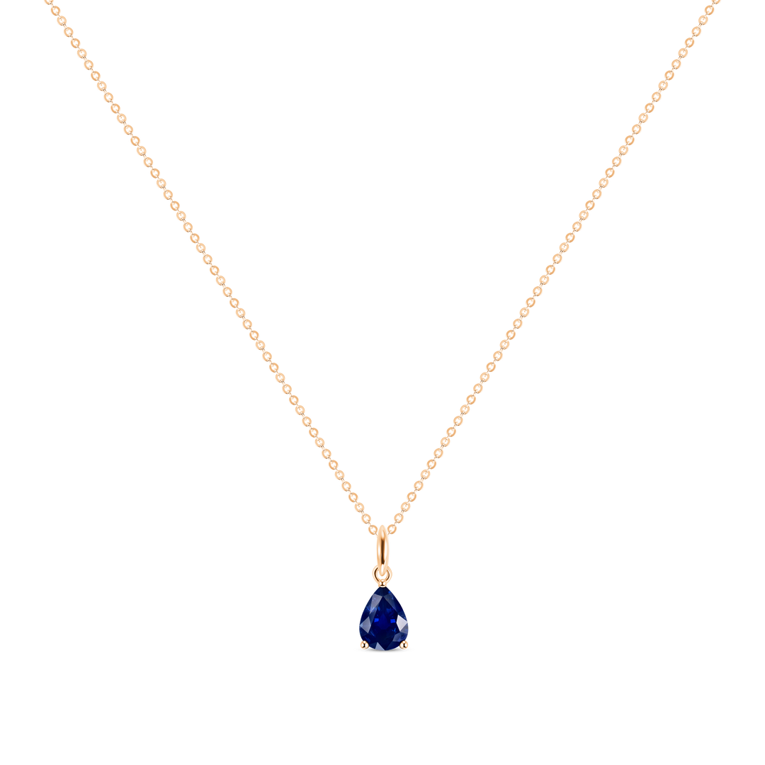 Pear Shape Blue Sapphire Pendant Necklace