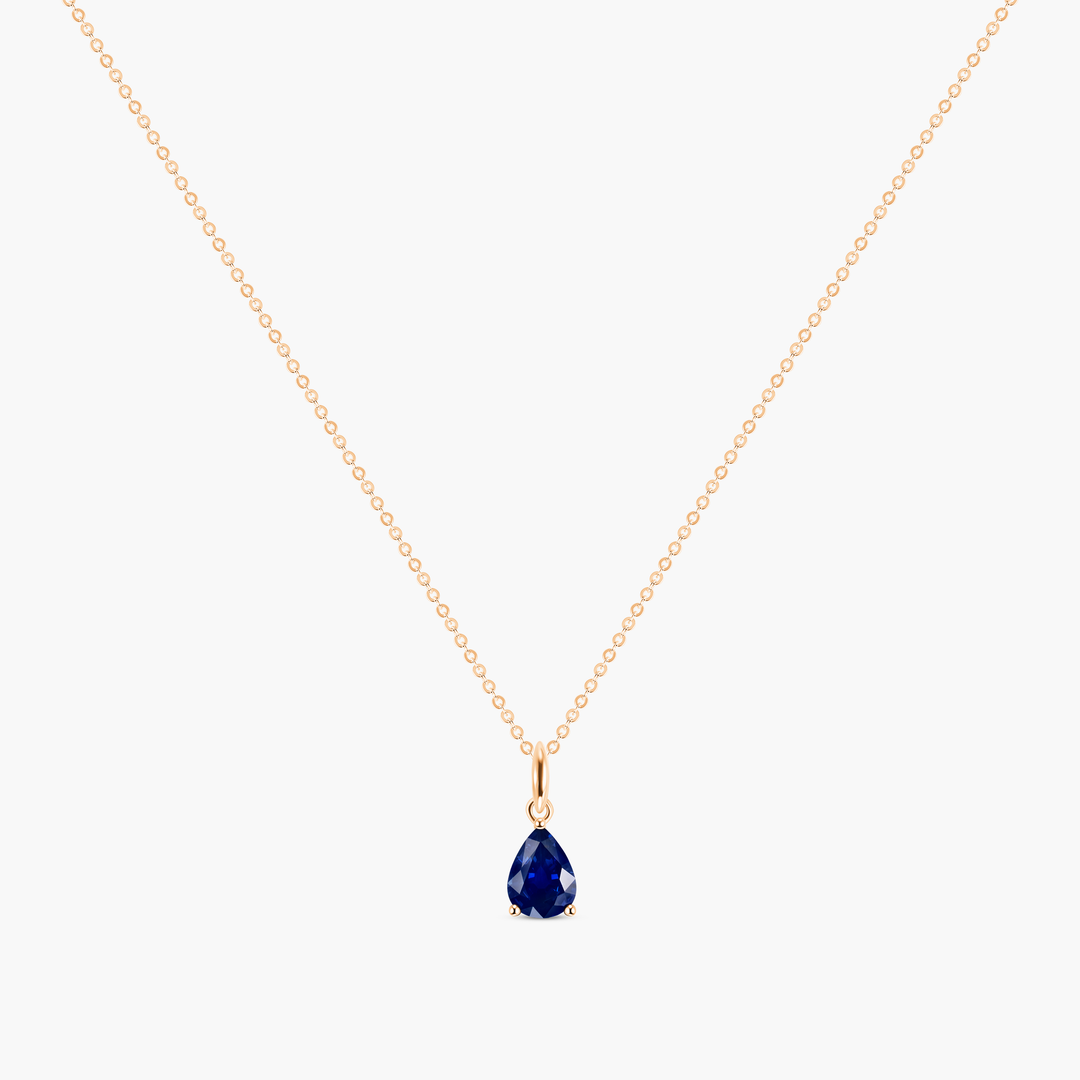 Pear Shape Blue Sapphire Pendant Necklace