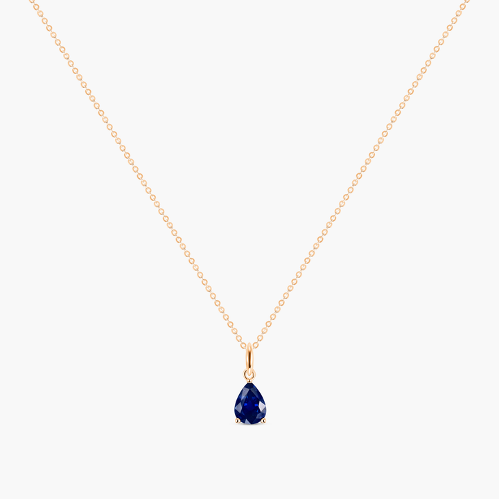 Pear Shape Blue Sapphire Pendant Necklace