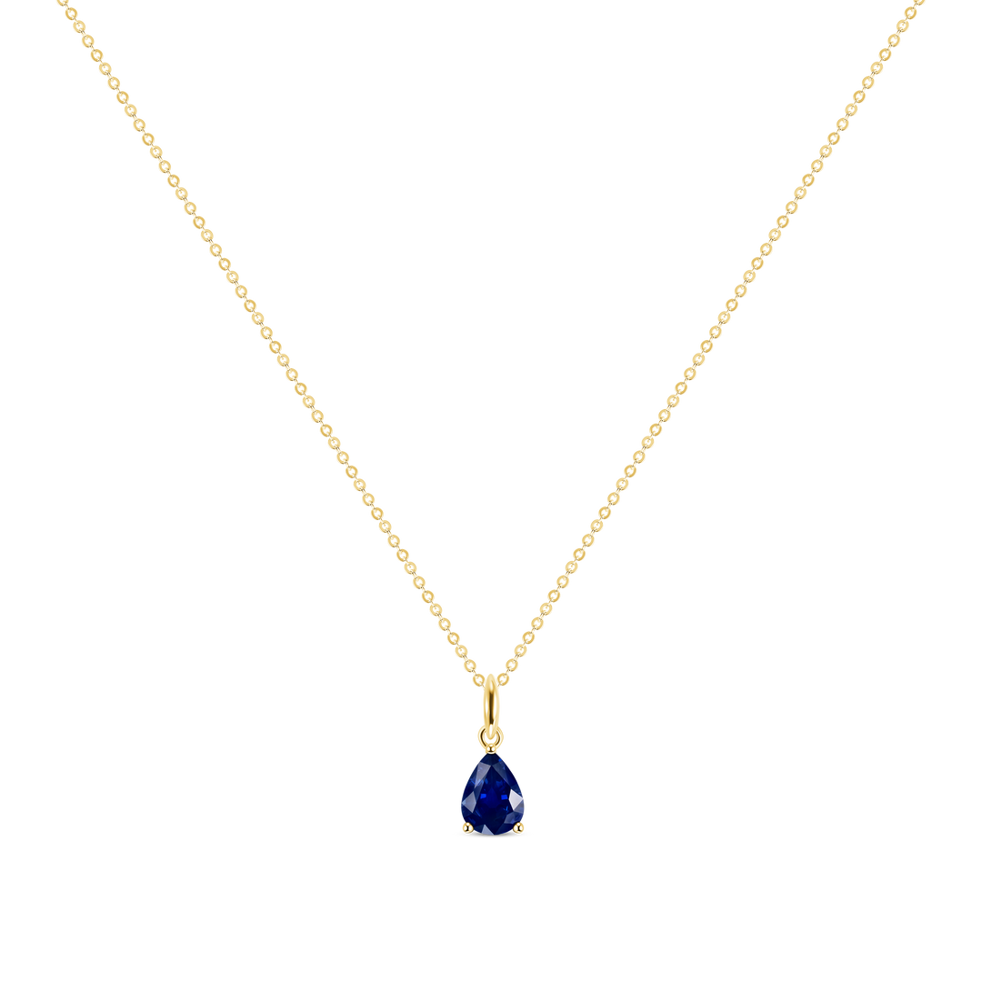 Pear Shape Blue Sapphire Pendant Necklace