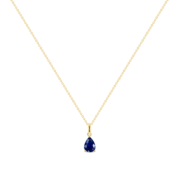 Pear Shape Blue Sapphire Pendant Necklace
