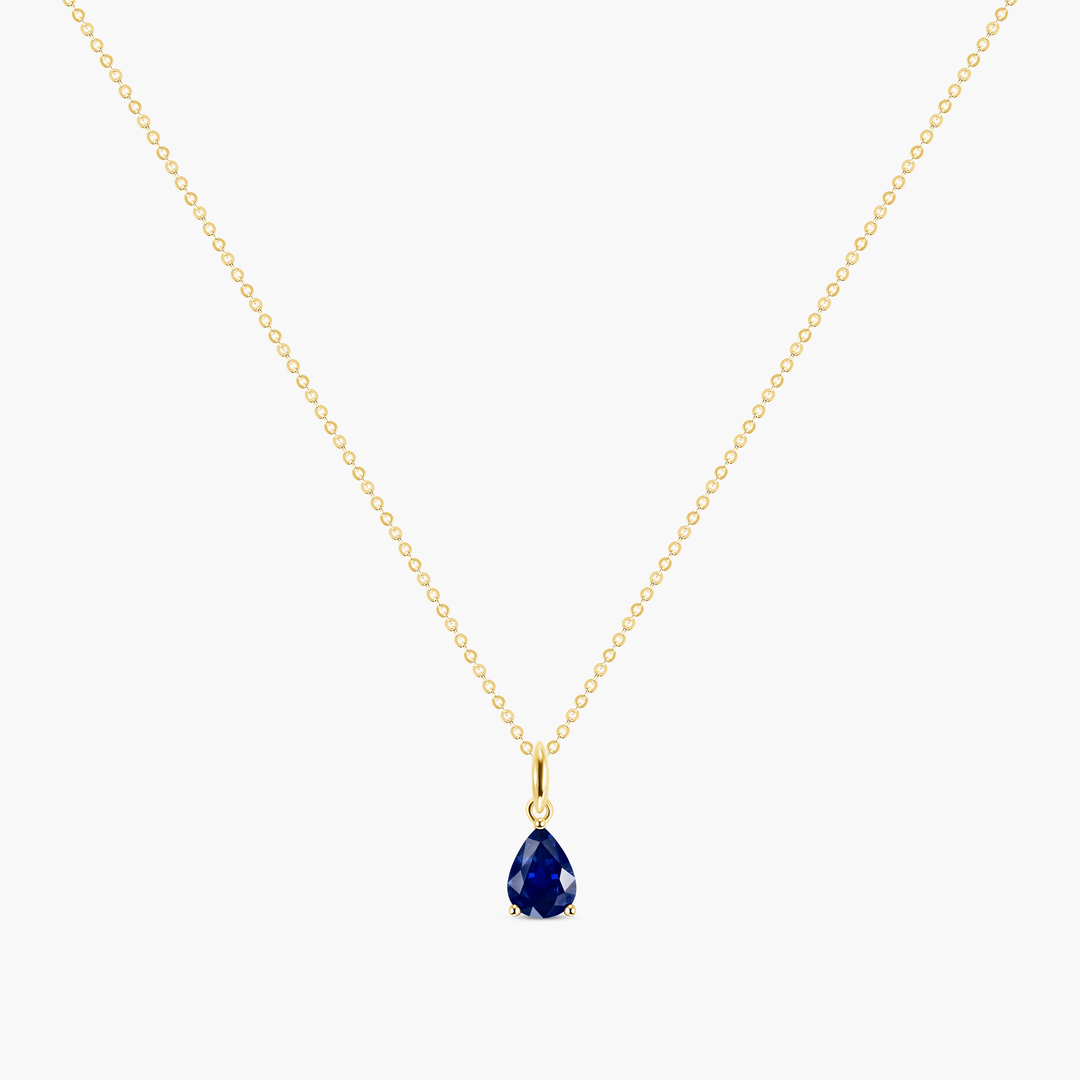 Pear Shape Blue Sapphire Pendant Necklace