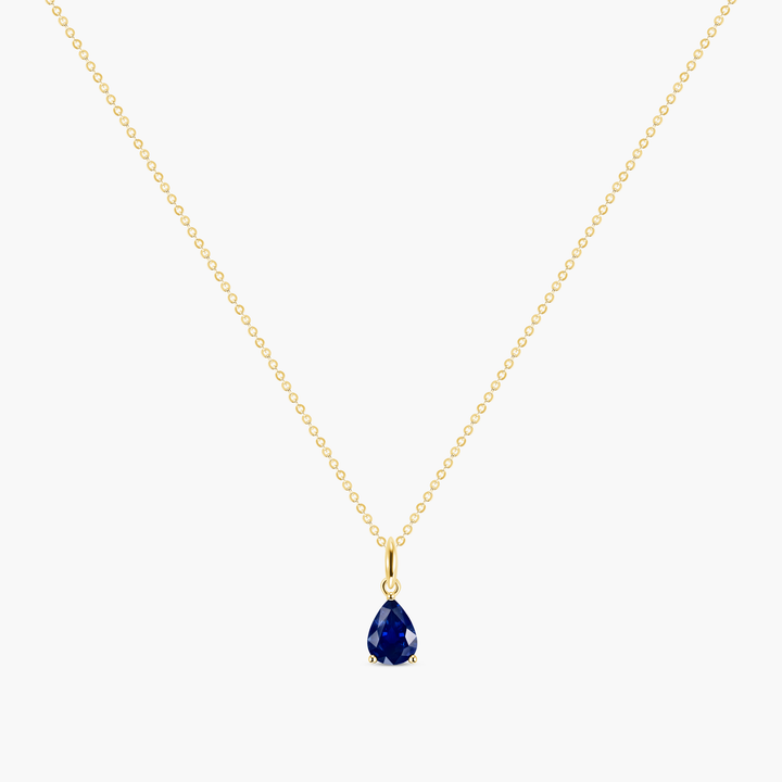 Pear Shape Blue Sapphire Pendant Necklace
