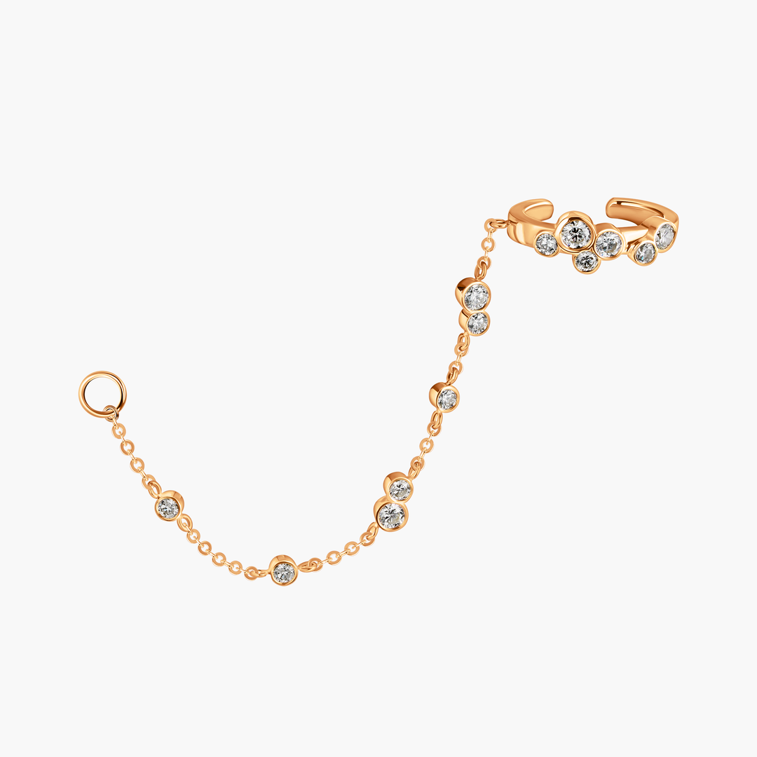 Bubbles Diamond Chain Ear Cuff with Loop
